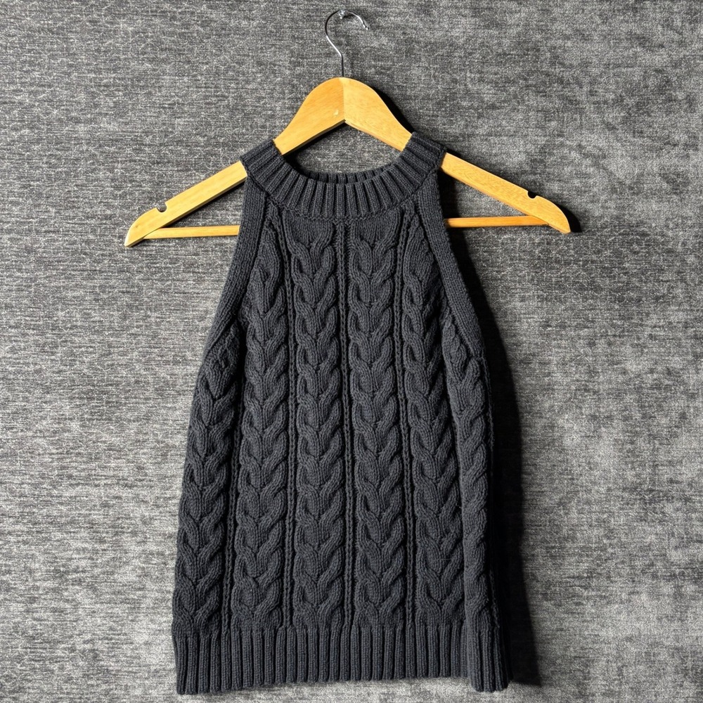 A New Day Womens Medium Gray Cable Knit Halter Sleeveless Sweater Tank Top